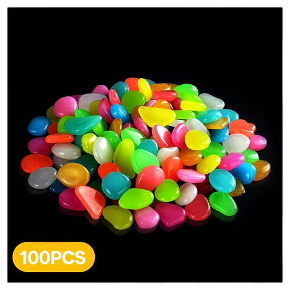 ACDANC 100Pcs Luminous Stones Glow in the Dark Garden Pebbles Rocks for Home Outdoor Walkways Garden Path Patio Lawn Garden Yard Fish Tank Decor Mix Color