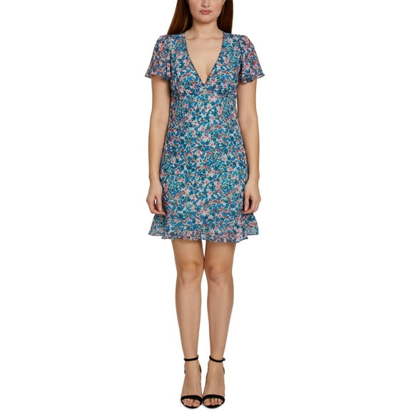 Sage Collective Women’s Petite Floral-Print A-Line Dress, Blue/White, 10P
