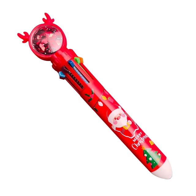 Dsscvnef 1ML Multifunction Christmas Ballpoint Pen Marker 10color Push Type Smooth Writing Stationery for School