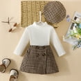 thumbnail image 3 of Gupgi 0-3 Years Baby Girls Long Sleeve Ribbed Pullover Houndstooth Mini Skirts Hat 2Pcs Fall Outfits Sets, 3 of 8