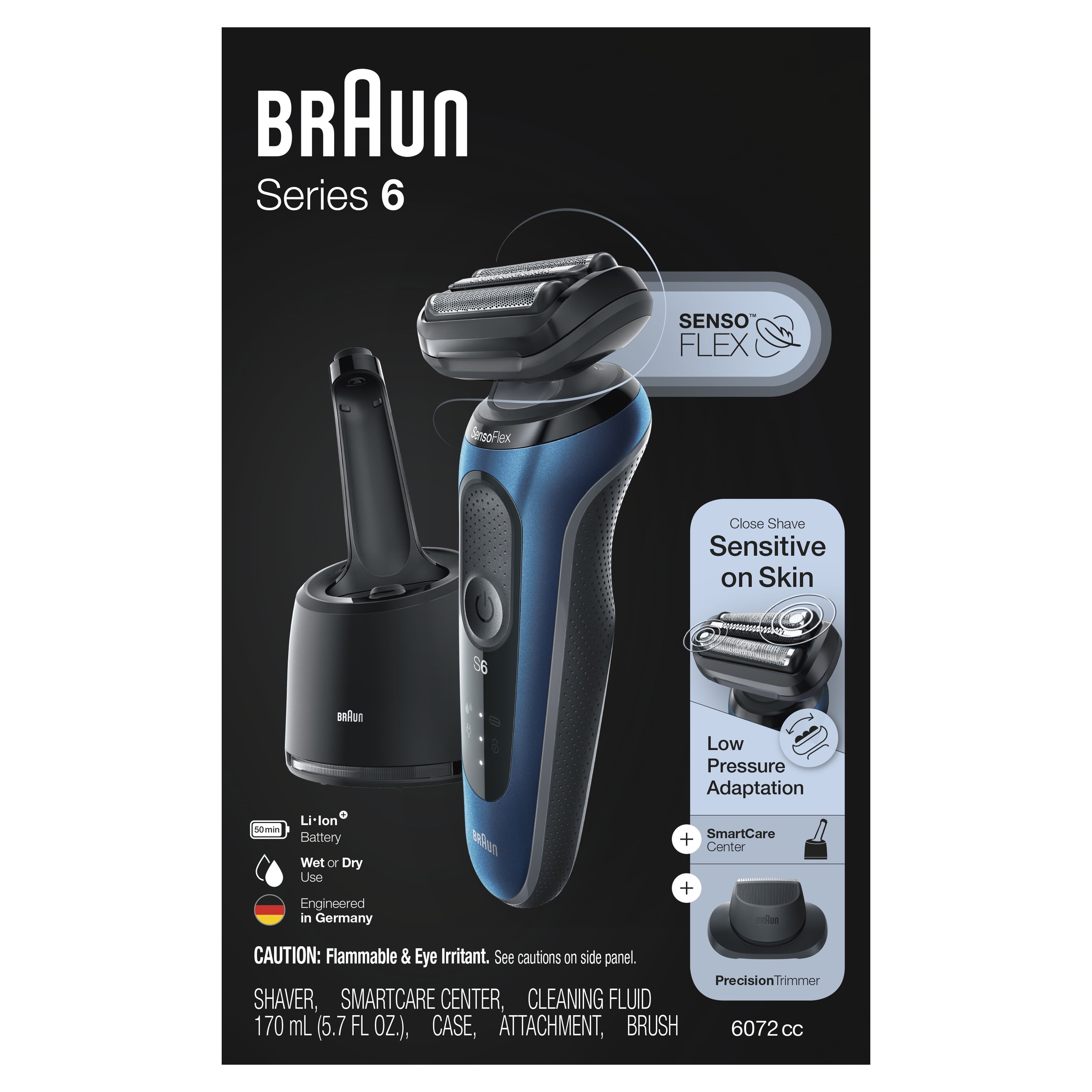 spannend lenen Geneigd zijn Braun Series 6 6072cc Men's Electric Shaver and Precision Trimmer, Blue -  Walmart.com