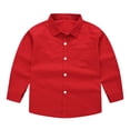 thumbnail image 2 of Tiijoy Boys Long Sleeve Button Down Shirt Casual Solid Pocket Shirt Top, Red, Sizes 9-16, 2 of 6