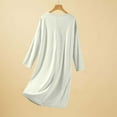 thumbnail image 4 of Women Lounge Wear V Neck Long Sleeve Solid Color Nightgown Soft Comfy Casual Loose Lightweight Long Robes (Free Size, Khaki), 4 of 5