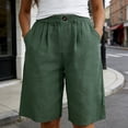 thumbnail image 4 of Casual Shorts for Women High Waist Loose Summer Bermuda Pants with Button Comfortable Solid Color Womens Shorts Green XL, 4 of 6