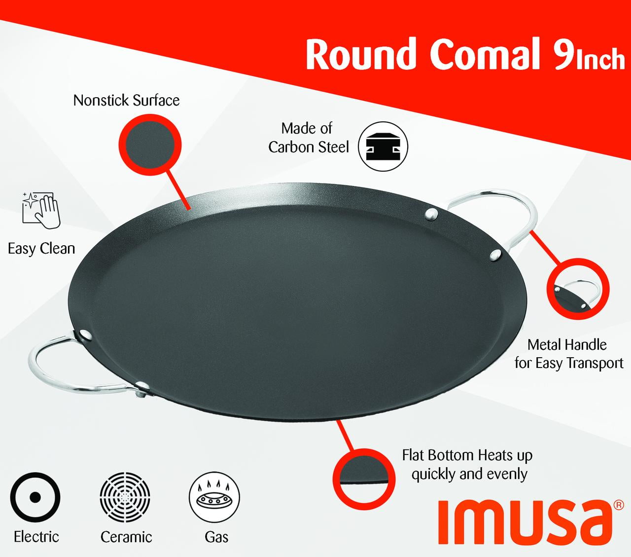 Imusa 13.5 Comal Round Non-stick - Case - 12 Units
