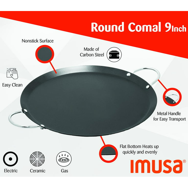 IMUSA 9.5 Pre-Seasoned Cast Iron Round Pan Pizza Comal — CHIMIYA