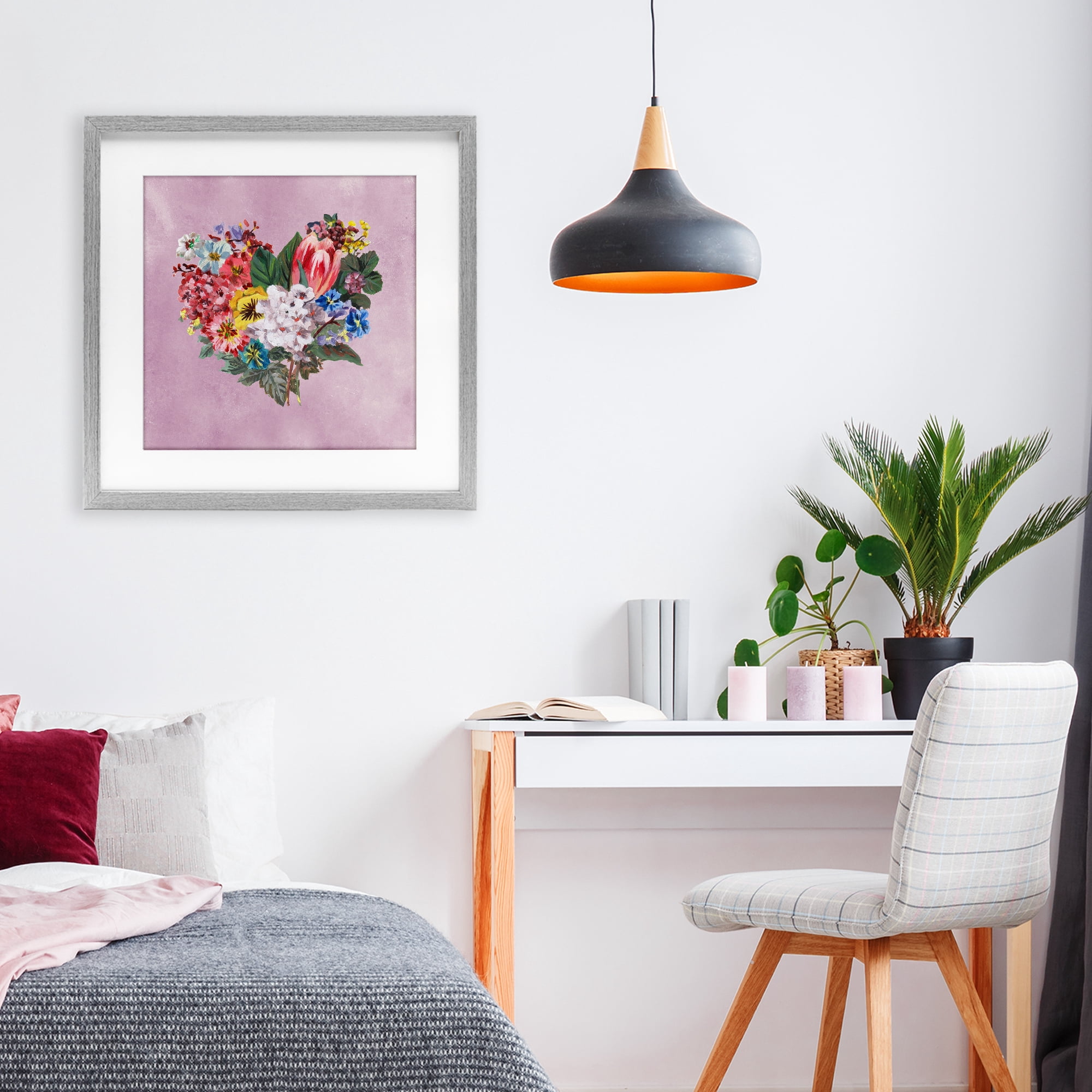 Stupell Industries Heart Shaped Garden Blooms Gray Framed Print Under Glass, design by Melissa Wang