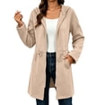 thumbnail image 5 of Vmvidoty Women's Long Hooded Sweatshirt Trench Coat Full Zip Drawstring Adjustable Waist Oversized with Pockets Beige S, 5 of 10