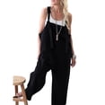 thumbnail image 1 of Women Wide Leg Jumpsuit Overall Long Trousers Sleeveless Suspender Bib Casual Loose Baggy Straps Dungarees Pants, 1 of 2