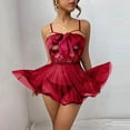 thumbnail image 4 of Gibobby Tangas de mujer sexy para sexo Día de San Valentín Camisón sexy de encaje para mujer Resbalón en la que incluye los pantalones de la secuencia de G(Rojo, CH), 4 of 5