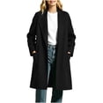 thumbnail image 5 of Kttectoa Coat for Women Fall Winter Wool Tweed Mid Long Open Front Coat Solid Refined Commuter All Match Outwear, 5 of 5