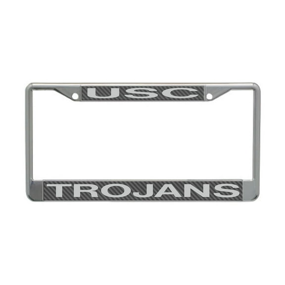 USC Trojans Metal License Plate Frame - Carbon Fiber