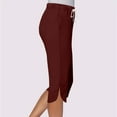 thumbnail image 4 of AherBiu Yoga Capri Pants for Women Slit 3/4 Length High Waisted Stretchy Athletic Jogging Capris with Pockets, 4 of 7
