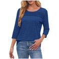 thumbnail image 6 of bnaln Womens Tops 3/4 Length Sleeve Blouses Dressy Casual Spring Summer Outfits Pleated Front T Shirts Curved Hem Cute Summer Shirts Eyelet Tunic Tops Basic Tees Going Out Tops, 6 of 9