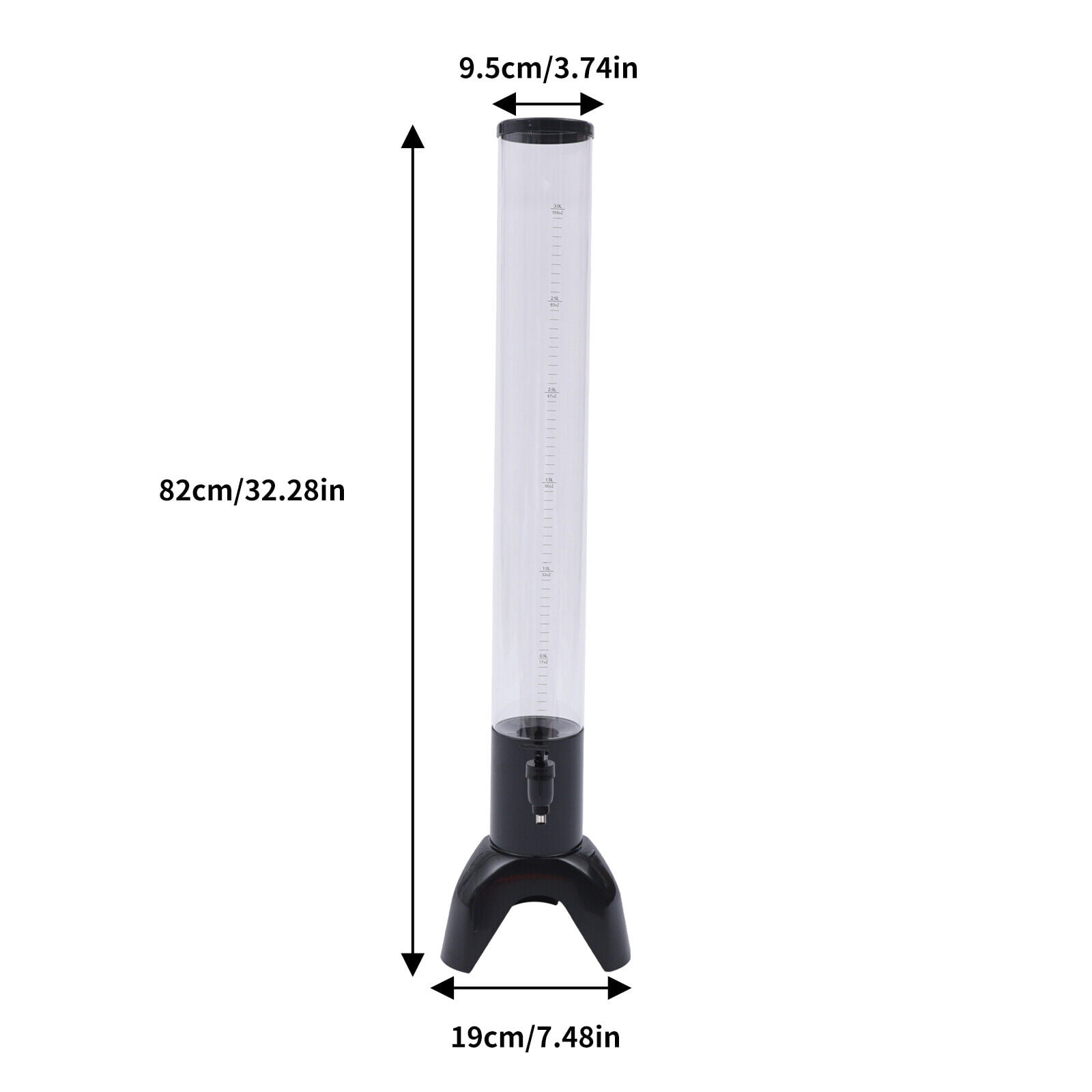 BeerSquad Beer Tower - 3L 100 oz. Clear Beverage Tower Dispenser with  Included Ice Tube, Easy Clean, Dual Action Integrated Tap