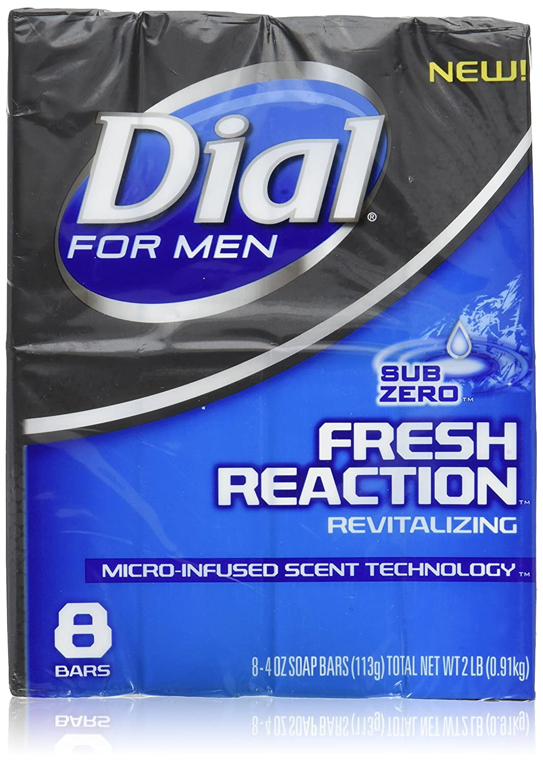 Dial for Men Fresh Reaction, Sub Zero Glycerin Bar Soap, 4 Oz Bars, 8