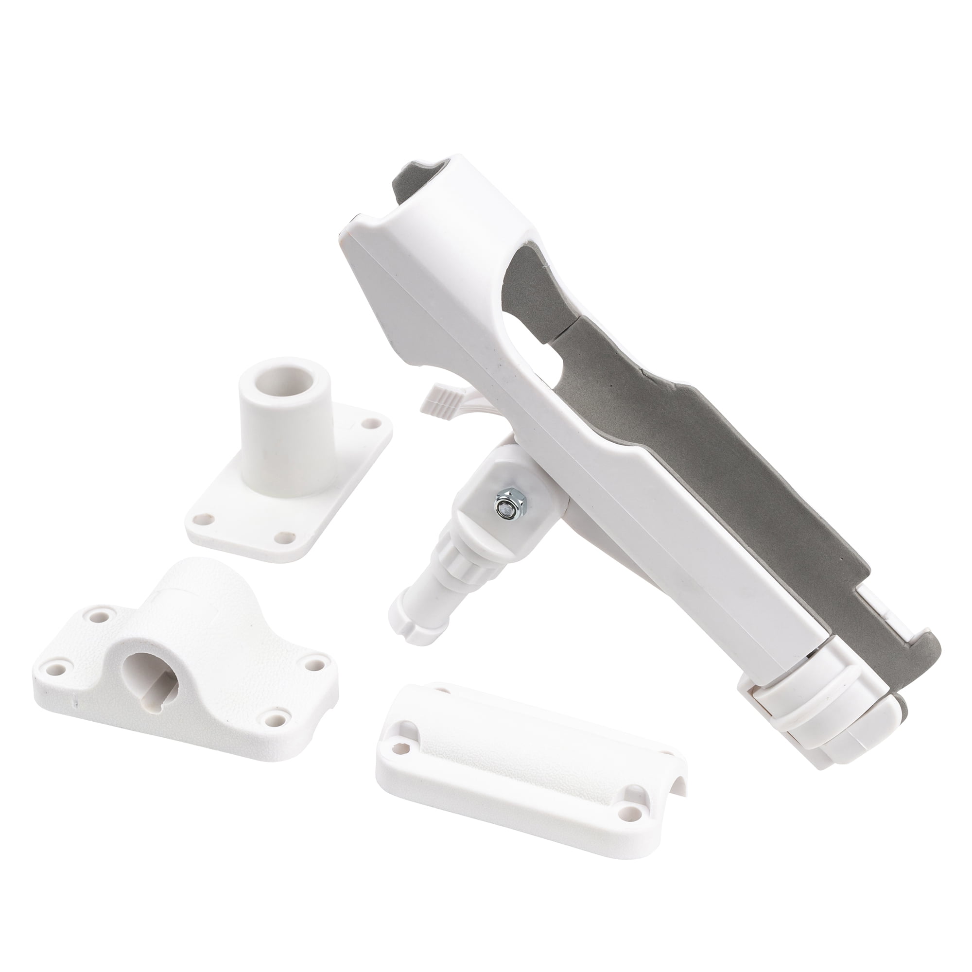Ozark Trail Universal Adjustable 360° Swivel Fishing Rod Holder, Plastic, White, Boat and Dock Use