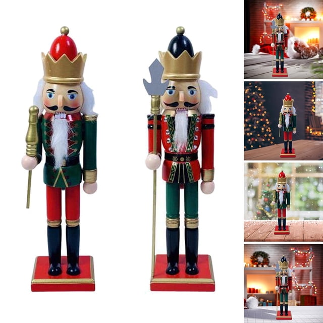 2x Figura de Cascanueces de Madera Accesorios de Fotografía Decoraciones Navideñas Macarena Figurita de Cascanueces