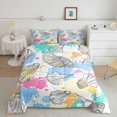 thumbnail image 2 of Erosebridal Hand Drawn Seashell Conch Bedding Full Comforter Set, Colorful Watercolor Splash Down Comforter, Reversible 3pcs, 2 of 8