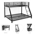 thumbnail image 5 of Metal Bunk Bed Twin Over Full Size, Heavy Duty Bunk Beds with Safety Ladder & Guardrail for Adults Teens, Space-Saving Low Bunkbed Frame for Dorm, Bedroom, Apartment (Black, Twin & Full-01), 5 of 6