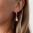 thumbnail image 4 of Gem Stone King 925 Sterling Silver Yellow Citrine and White Lab Grown Diamond Dangle Earrings for Women (3.84 Cttw, Oval Checkerboard 9X7MM), 4 of 4