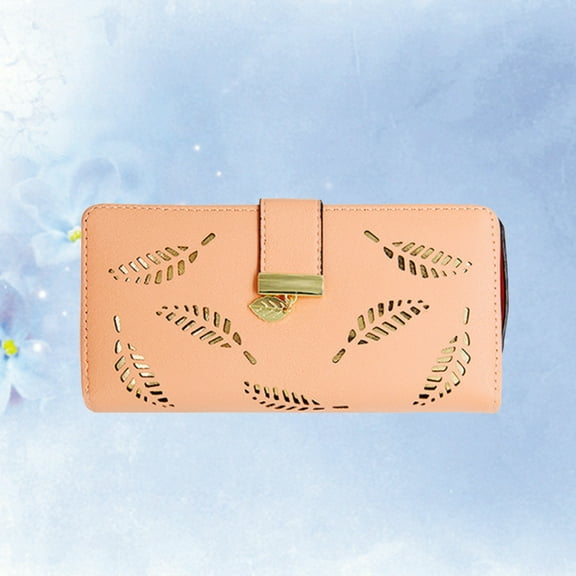 LABSERRON Pink Pu Leather Long Wallet 1Set With Zipper Closure For Women Purse Daily Use 11.8In X 3.7In X 1.4In