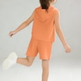 thumbnail image 3 of ITSAME Boys Girls Outfits 2-Piece, Letter Print Sleeveless Hoodies and Shorts Fashion Casual Clothes Set Orange Size 7-8, 3 of 4
