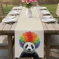 thumbnail image 4 of Funny Panda Table Runner 108 Inches, Rainbow Abstract Animals Bed Runner Dresser Scarves Tabletop for Indoor Outdoor Parties/Ceremony/Banquet, 13"x 108", 4 of 8