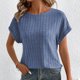 thumbnail image 5 of Mujeres de Manga Corta Tops Nuevo Color Sólido Cuello Redondo Tira de Punto, Poliéster, 5 of 9