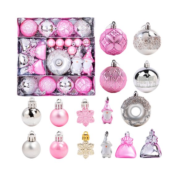 PiGOGI Christmas Ball Ornaments Set Shatterproof Hanging Baubles Plastic Decorations for Xmas Tree Party Indoor Holiday Festive Scene Layout