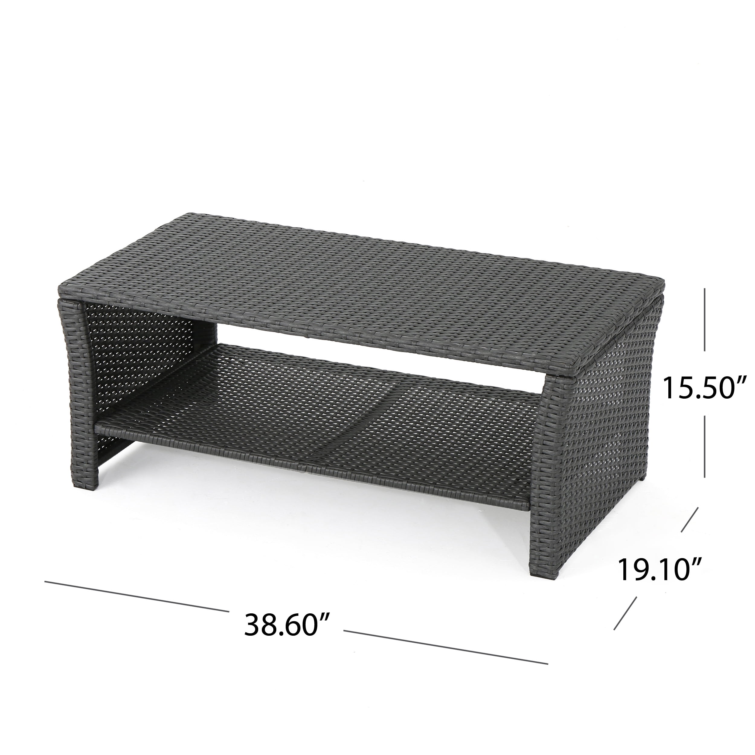 Antony Outdoor Wicker Coffee Table, Gray