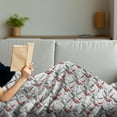 thumbnail image 3 of Geometric Soft Flannel Fleece Blanket, Complex Grid Pattern with Modern Design Squares and Chevron Details, Cozy Plush for Indoor and Outdoor Use, 70" x 90", Charcoal Grey White Red, by Ambesonne, 3 of 5