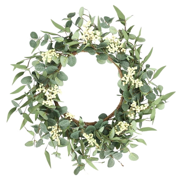 20'' Eucalyptus Wreath for Front Door, Porch, Window - Green Decor for Home, Farmhouse - Spring, Summer, Fall, All Seasons