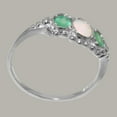thumbnail image 3 of LBG British Made 14k White Gold Opal & Emerald ring Womens Anniversary Ring - 33 size options - Size 11.75, 3 of 6