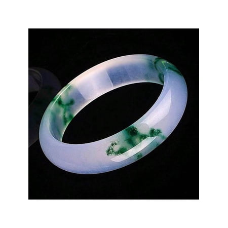 IceJade Natural Green Floating Flower Ice Jade Bangle for Women, Translucent Agate Bracelet, Elegant Vintage Jewelry for Daily Wear, Gift for Her