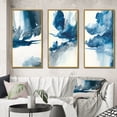 thumbnail image 1 of Designart "Solitary Majesty in Imperial Blue Splendor I" Abstract Liquid Ink Framed Wall Art Set Of 3 - Blue Modern Frame Canvas Set For Living Room Decor, 1 of 6