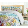 thumbnail image 5 of Ambesonne New York Duvet Cover Sets, Landscape Skyscrapes, 2-King, Yellow and Sky Blue, 5 of 7