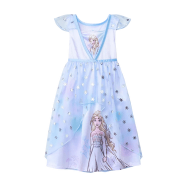 Disney Frozen Queen Elsa Toddler Girls Frozen Elsa NightGown Pajama - Blue/White Size 5T