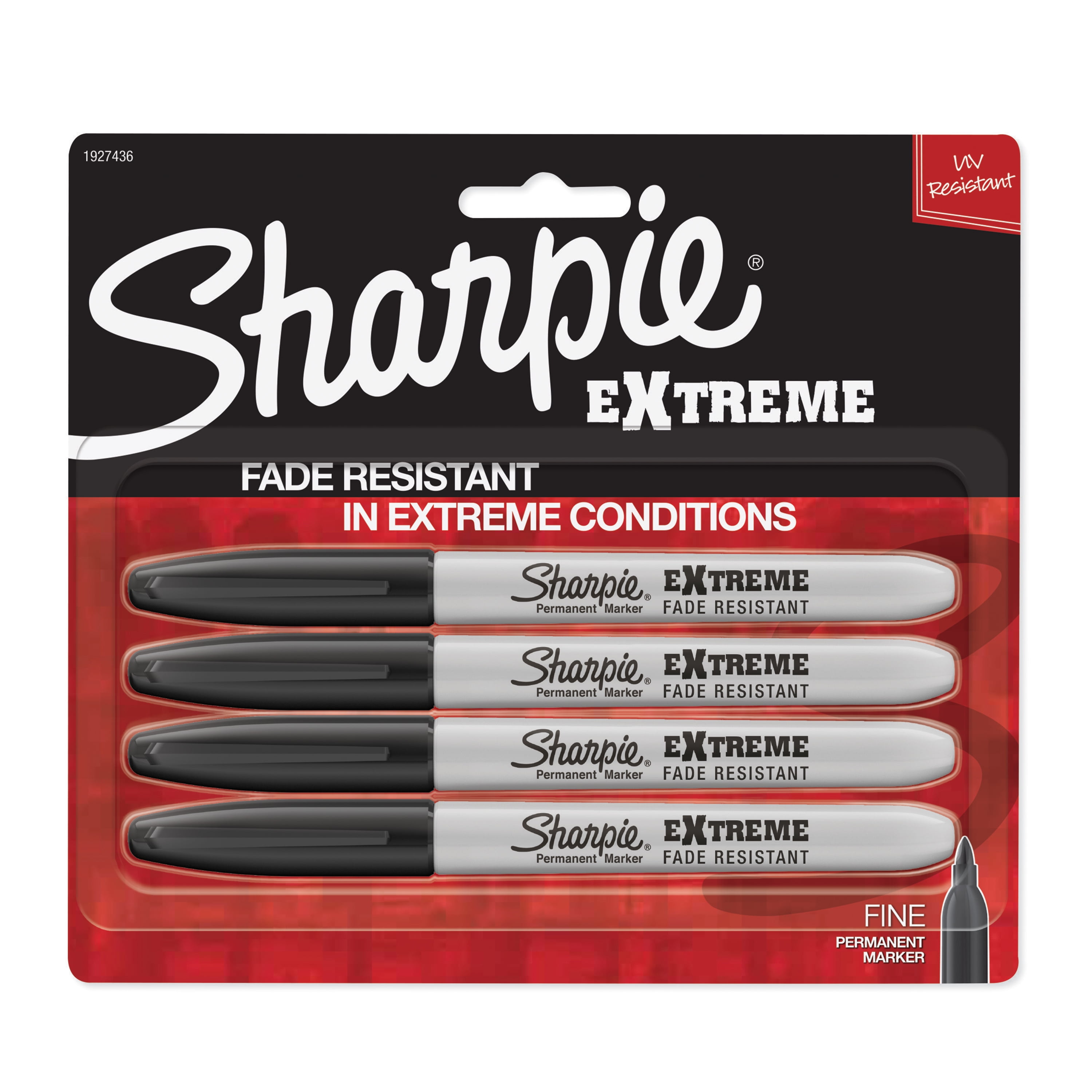 Sharpie Extreme Permanent Markers Fine Point Black 4 Count
