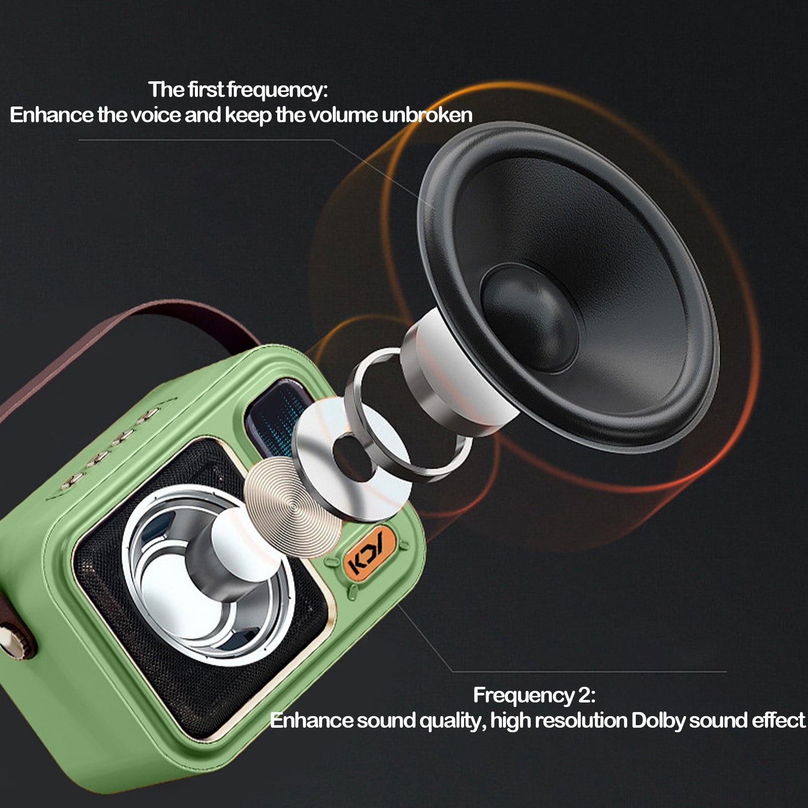Foqnuq Handheld Bluetooth Karaoke Speaker Mini Microphone 1500mAh Portable Sound System with DSP Reverb for Outdoor Singing Parties