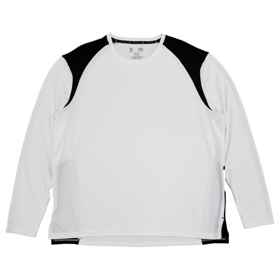 Xersion Mens White & Black Trim Long Sleeve Crew Basketball Tee T-Shirt XX-Large