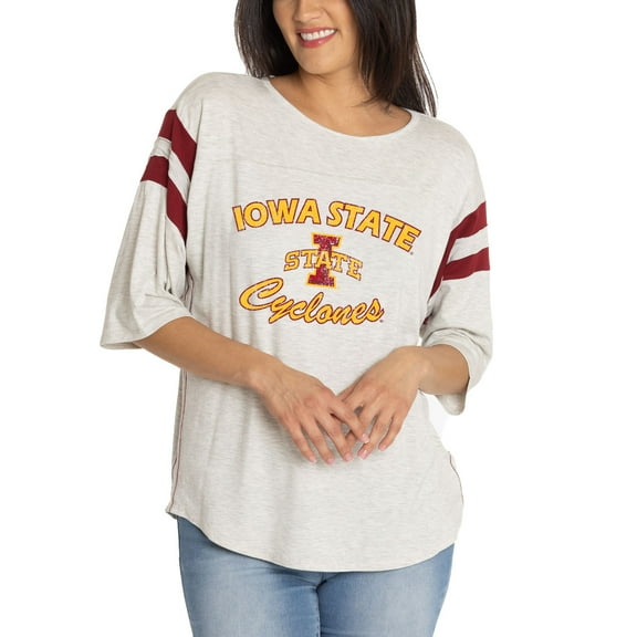 Women's  Ash Iowa State Cyclones Sabrina 3/4-Sleeve Jersey T-Shirt