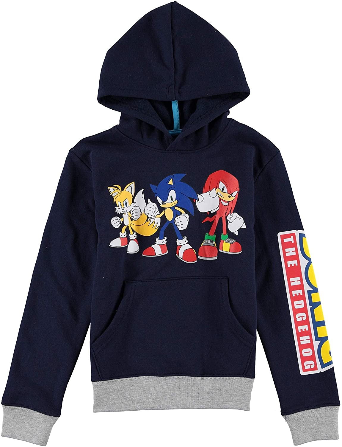 Sonic The Hedgehog Boys Graphic Hoodie 4-5, Navy 10-12, Navy Top and Jogger Pants 3-Piece Outfit Set