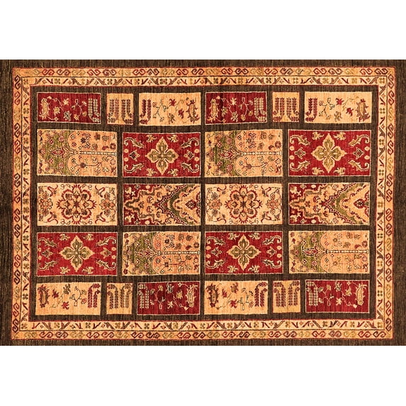 Ahgly Company Indoor Rectangle Abstract Orange Modern Area Rugs, 2' x 3'