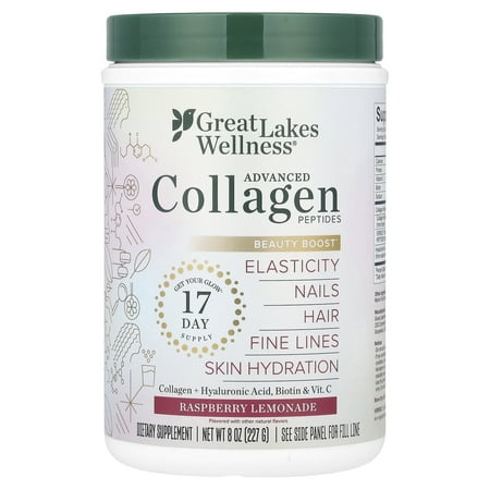 Great Lakes Wellness Advanced Collagen Peptides, Raspberry Lemonade, 8 oz (227 g)