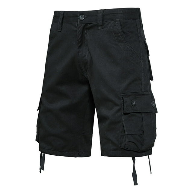 hoksml Shorts Cargo Multi-Poches pour Hommes Couleur Unie Décontracté Bouton Fermeture Éclair Classique Randonnée Extérieure Shorts Été 2025 Liquidation