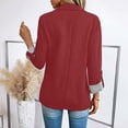 thumbnail image 4 of Women's Fashion Casual Slim Fit Three-quarter Rolled Sleeve Button Blazer, Red, Size XXL, 4 of 5