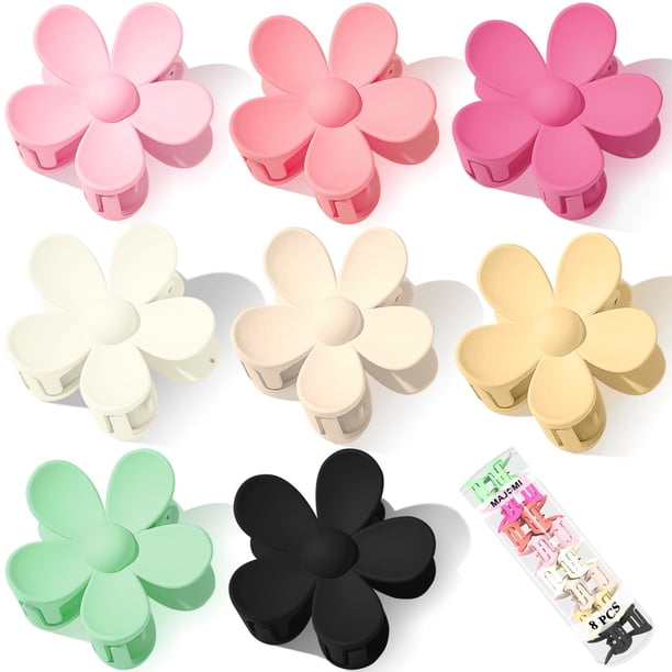 Pinzas para el cabello de flores 8PCS Pinzas para el cabello de flores Pinza para el cabello linda Pinzas para el cabello mate Pinza de garra grande Sujeción fuerte Pasadores con clip de margarita Pin