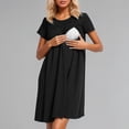 thumbnail image 2 of Gyujnb Classic Crew Neck Short Sleeve Maternity Nursing Nightgown Wrap Hidden Lift Up Breastfeeding Opening Loose Flowy A Line Knee Length Soft Breathable Stretch Knit Gown,L, 2 of 8