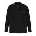 thumbnail image 3 of VSSSJ Men's Quarter Zip Polo Shirts Regular Fit Long Sleeve Pullover Shirts Lightweight Turndown Collar Casual Fashion Solid Golf Shirts Black S, 3 of 5
